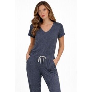 Vuori All Day Jumpsuit Womens Large Charcoal Heather V Neck Lounge